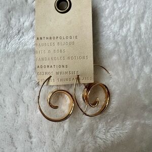 Anthropologie Gold Swirl Hoop Earrings